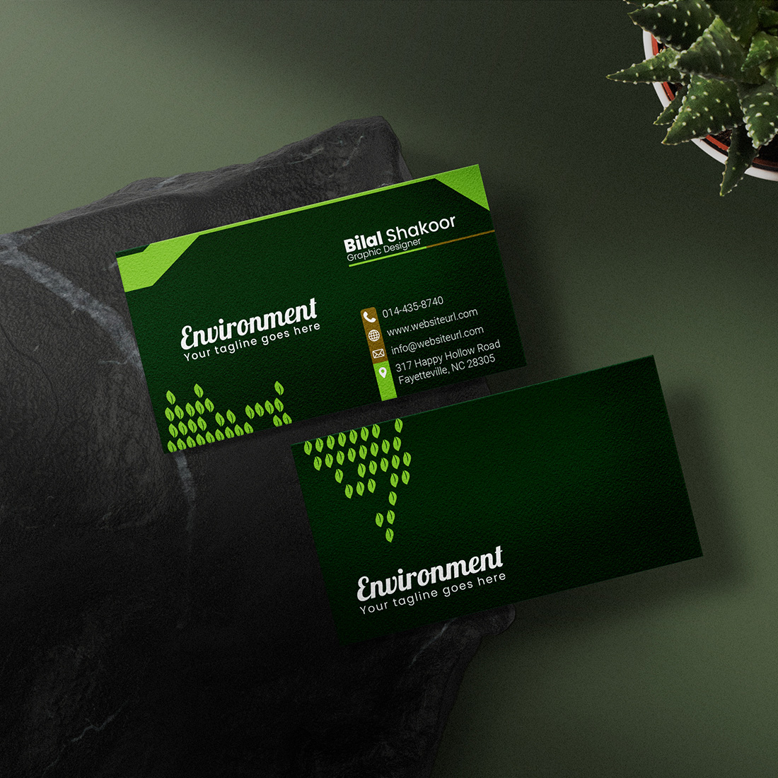 Green Business Card in 3 Colors facebook image.