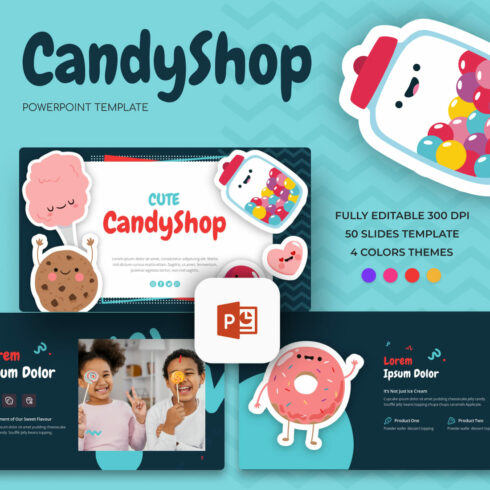 Cute Candy Powerpoint Template.