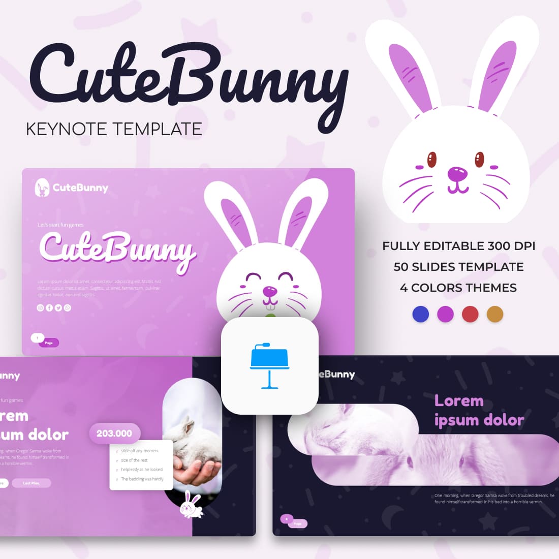 Cute Bunny Keynote Template .