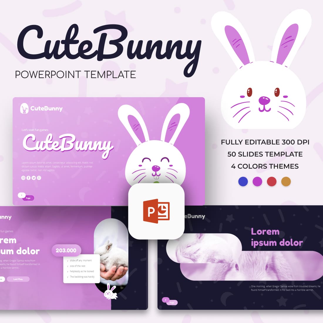 Cute Bunny Powerpoint Template.