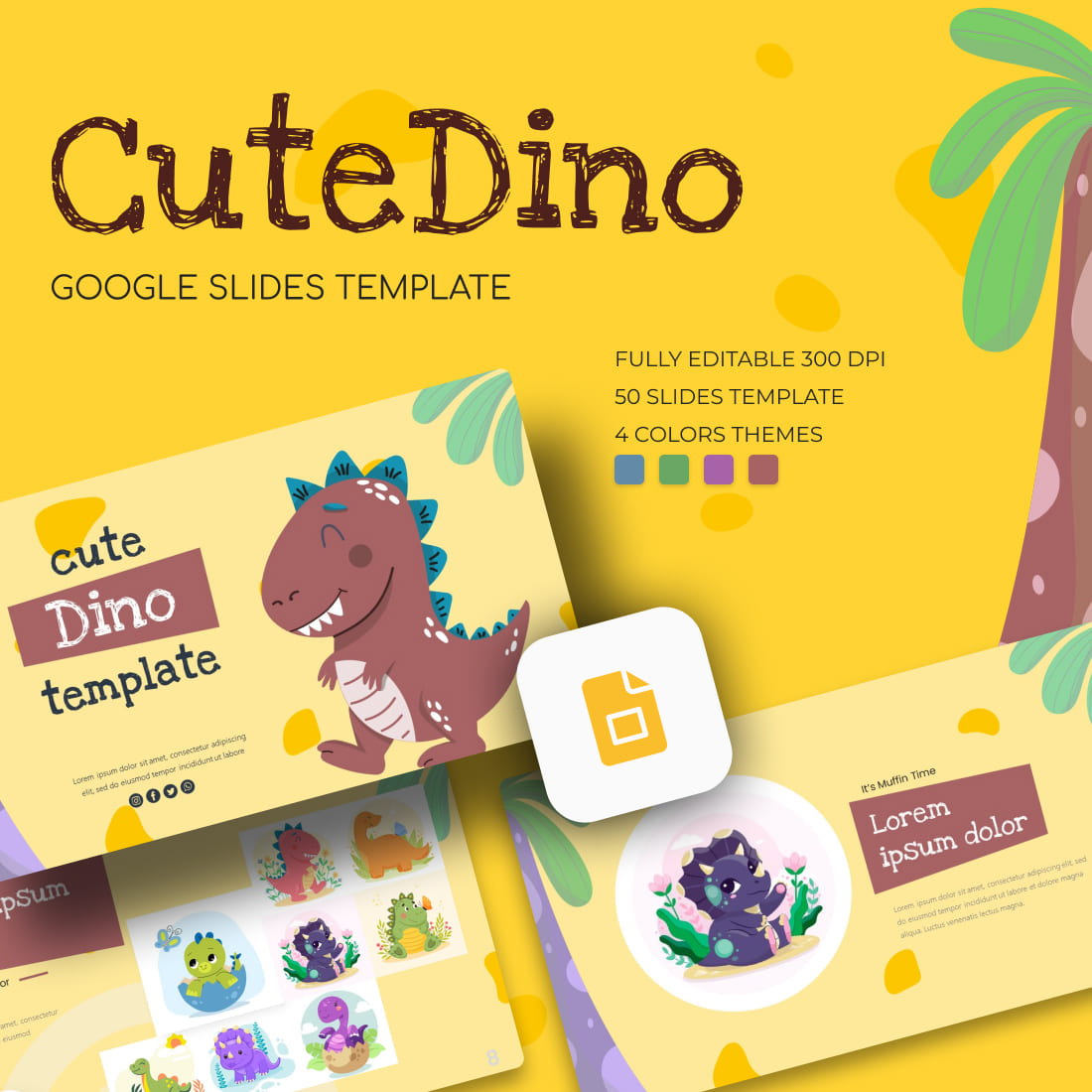Cute Dino Google Slides Theme.
