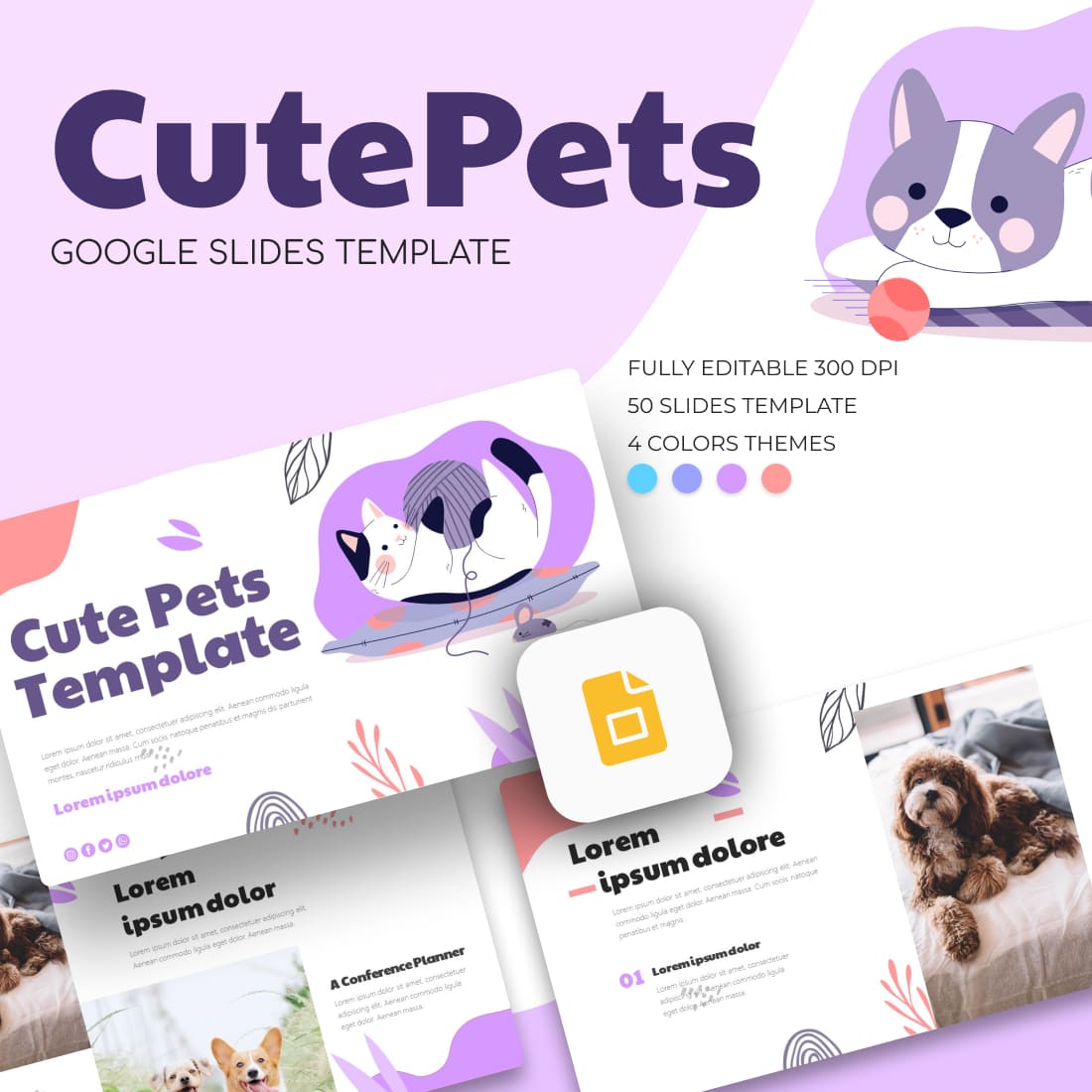 Cute Pets Google Slides Theme.