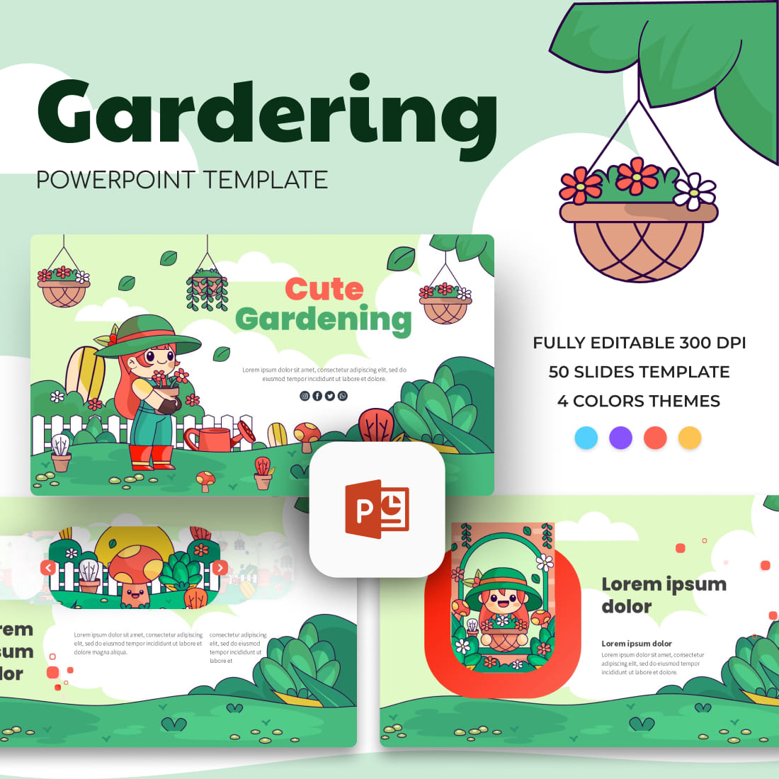 Cute Gardening Powerpoint Template.