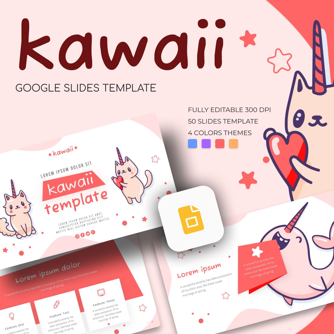 Kawaii Cute Google Slides Theme.