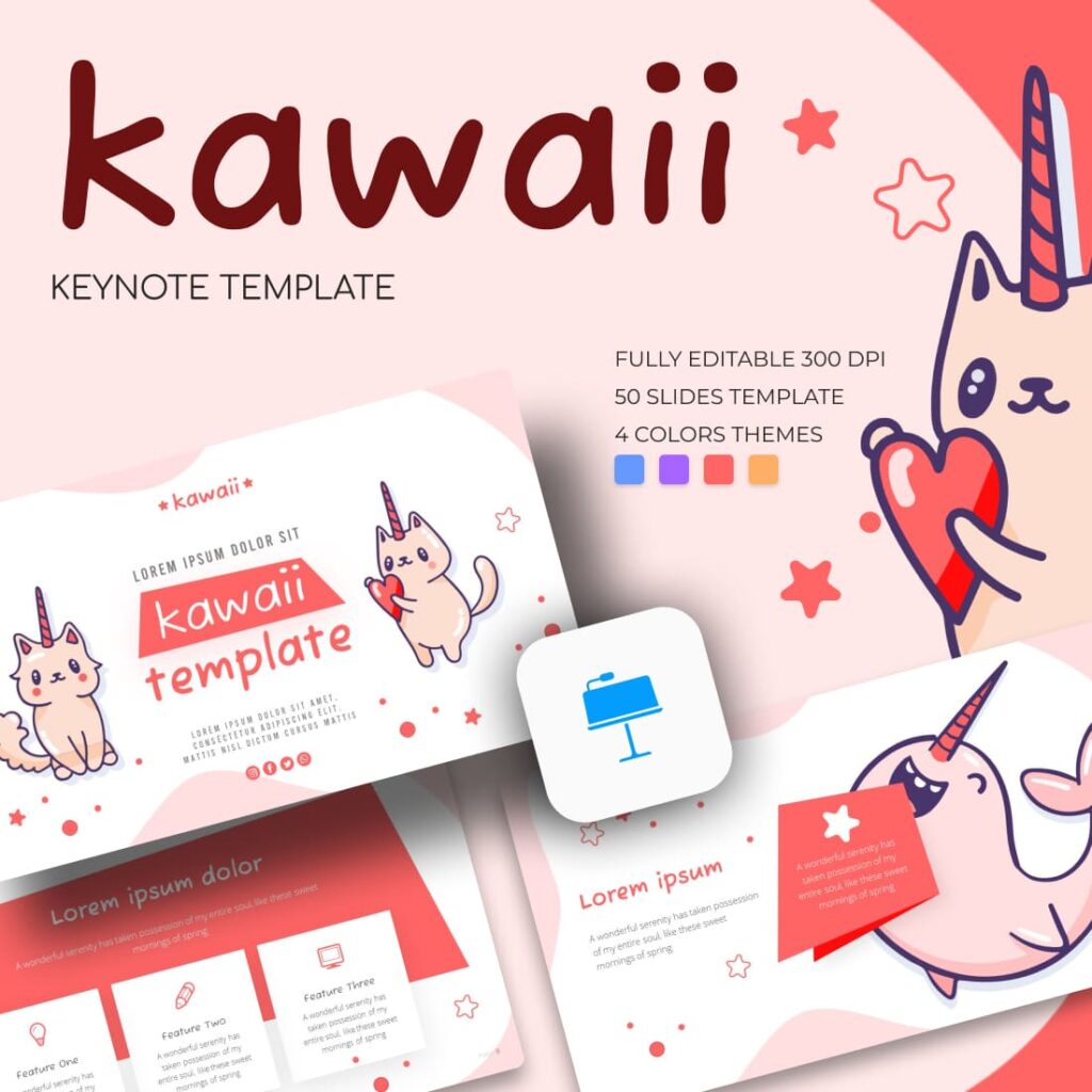 Kawaii Cute Keynote Template MasterBundles