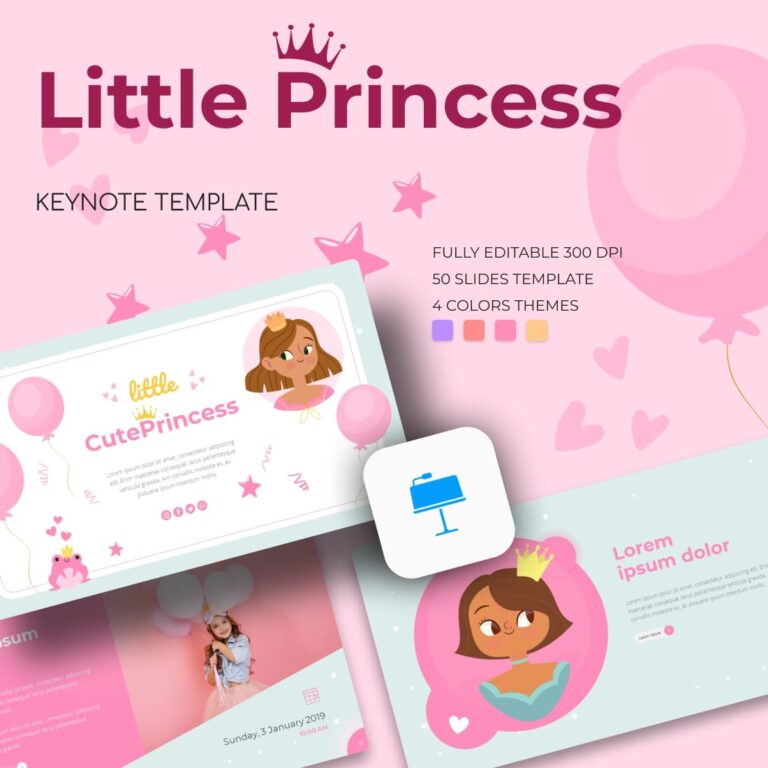 Cute Little Princess Keynote Template MasterBundles