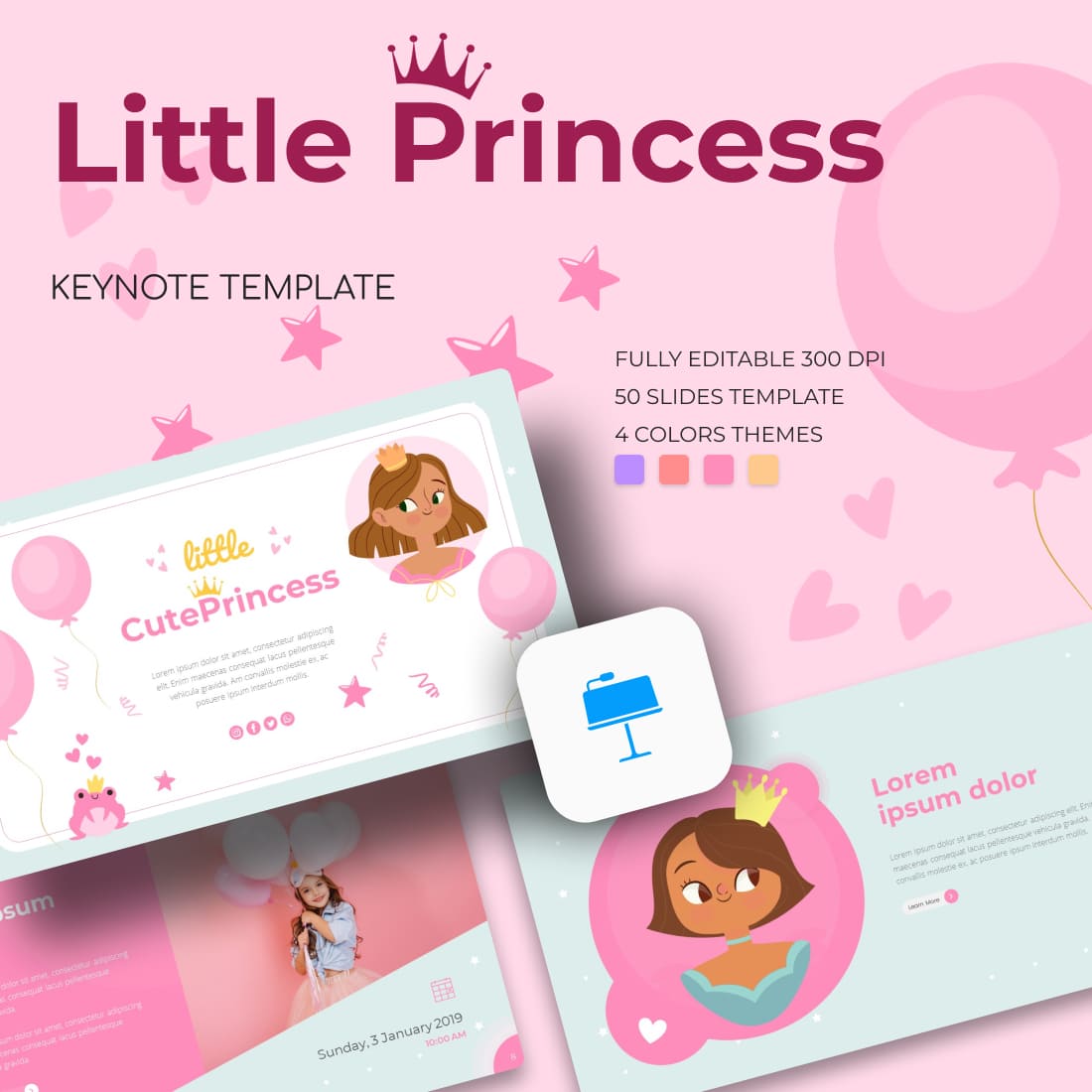 Cute Little Princess Keynote Template .