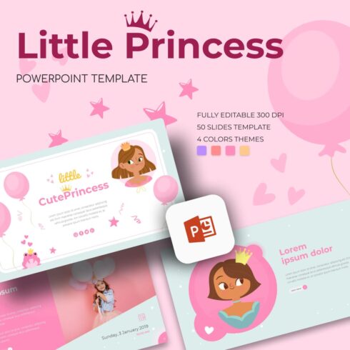 Cute Little Princess Powerpoint Template.