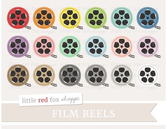 Colorful film reels.