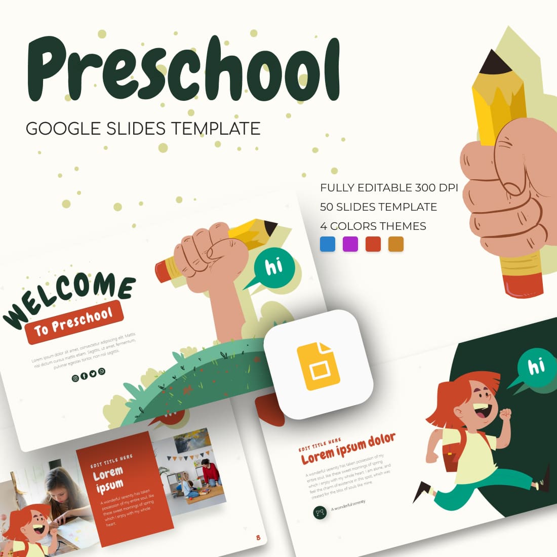 Cute Preschool Google Slides Theme.