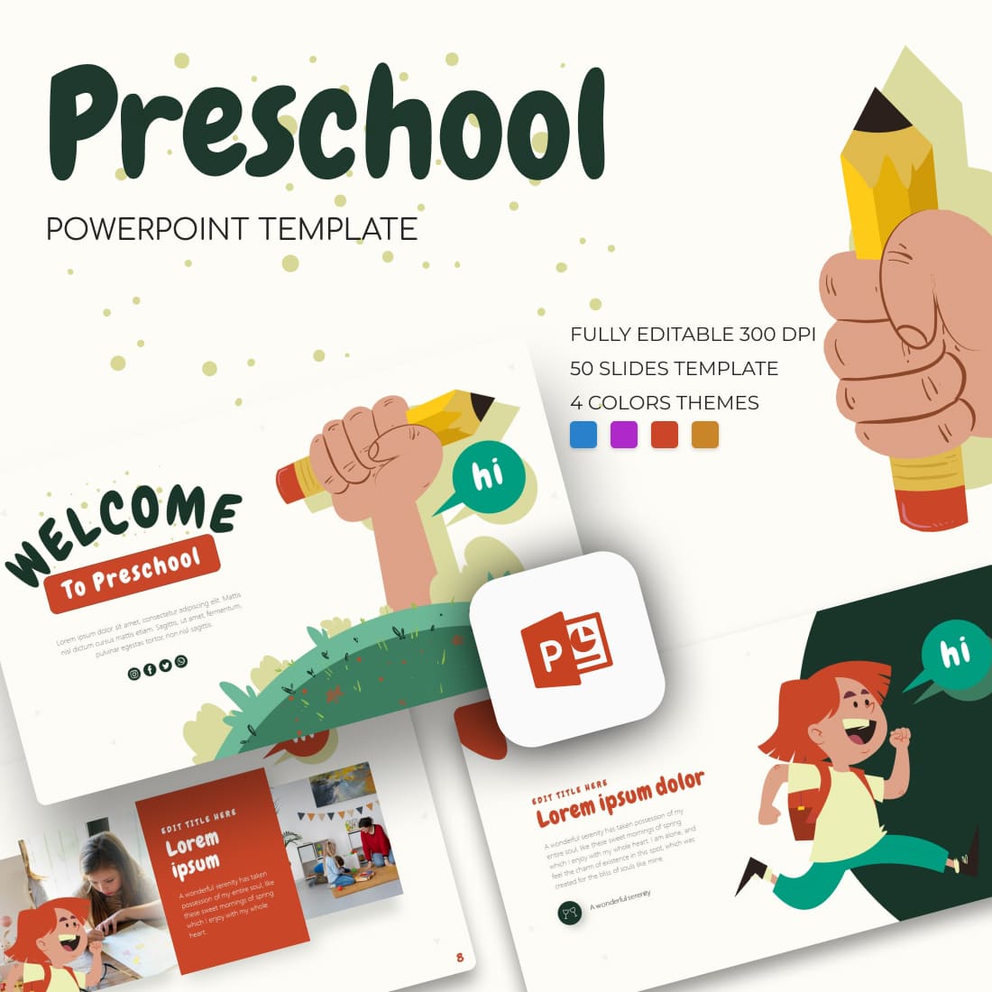 Cute Preschool Powerpoint Template.