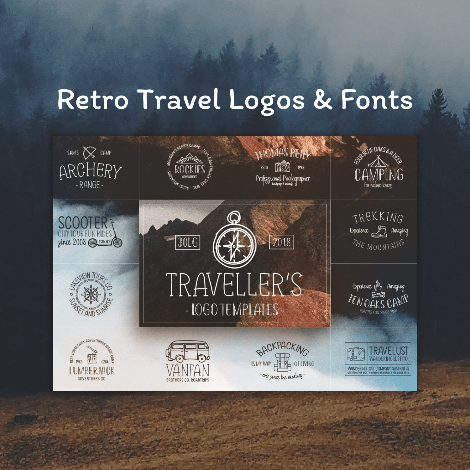 Retro Travel Logos & Fonts.
