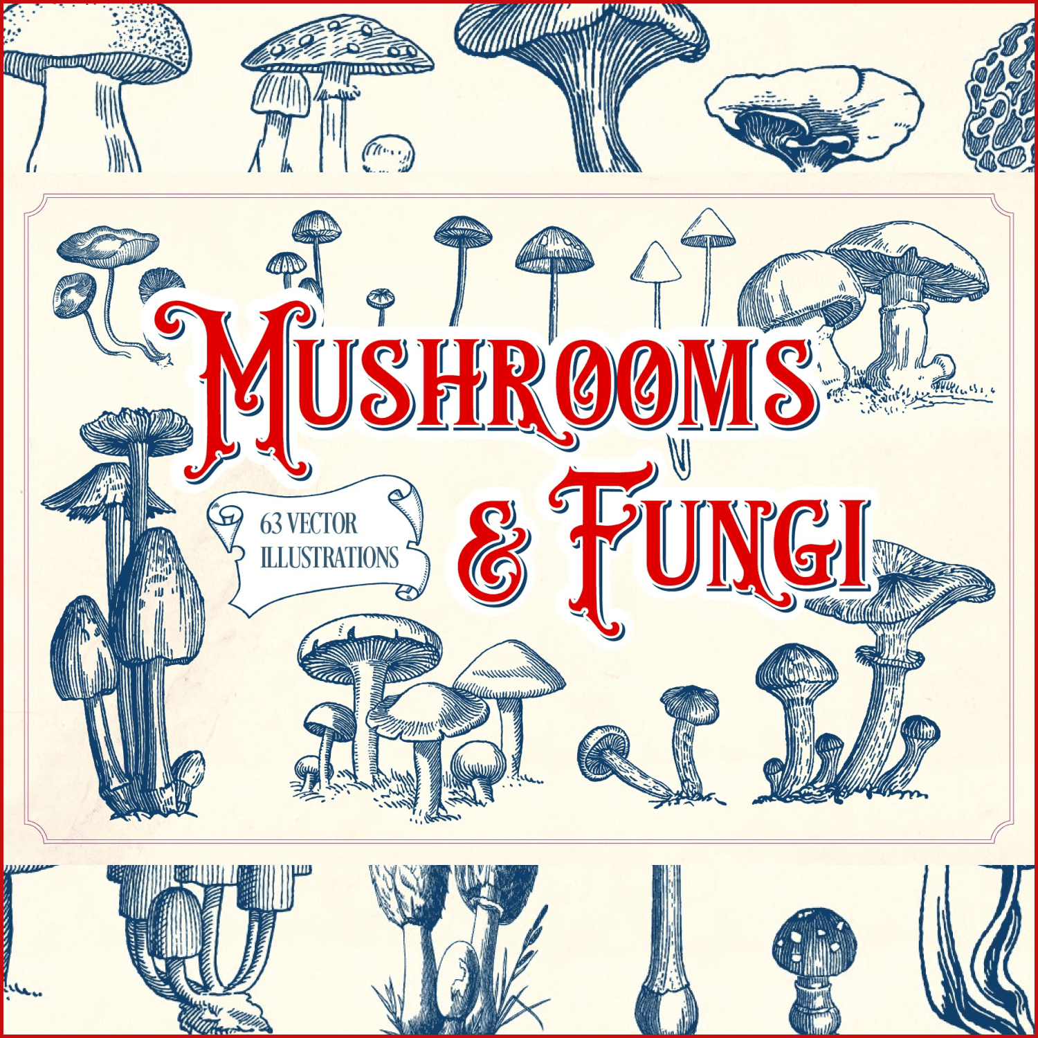 Vintage mushrooms - main image preview.