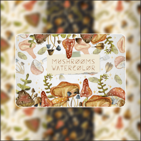 Watercolor mushrooms - main image preview.