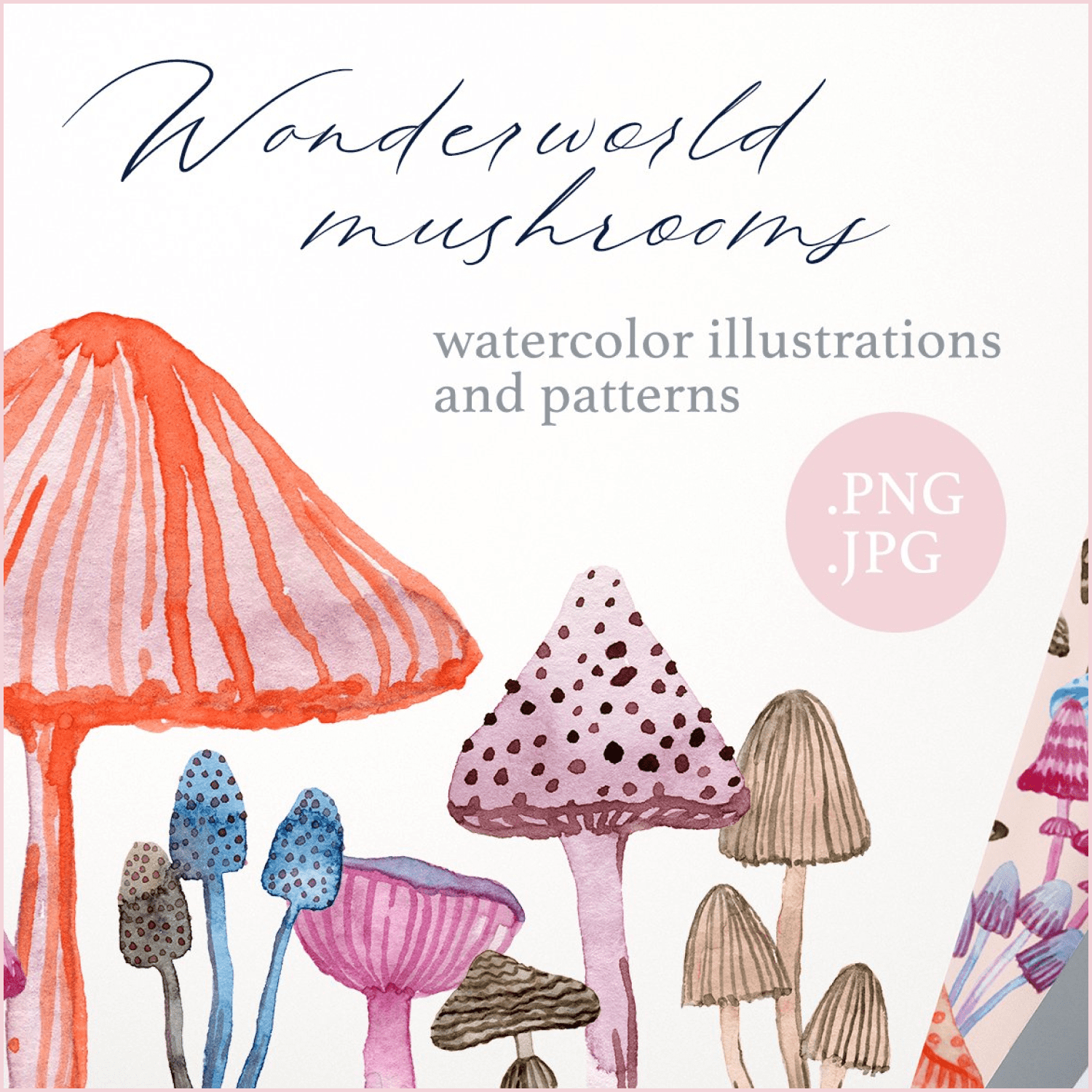 Wonderland watercolor mushrooms - main image preview.