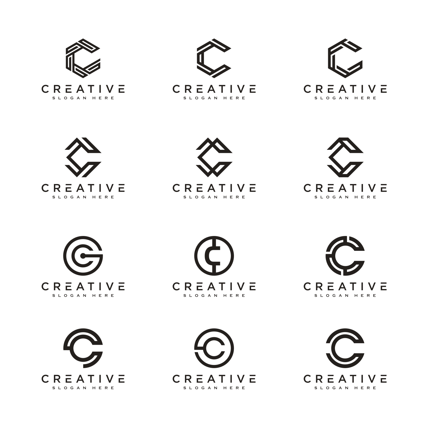 Set of 25 Initial Letter C Logo Design Vector preview image.