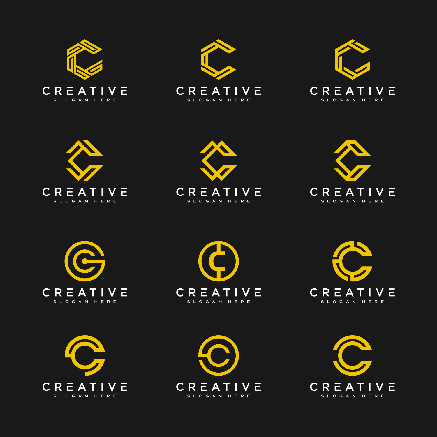 Set of 25 Initial Letter C Logo Design Vector.