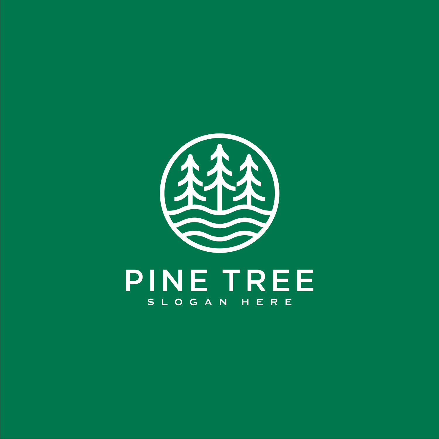 Pine Tree Beautiful Logo Vector Design Template Preview Image.