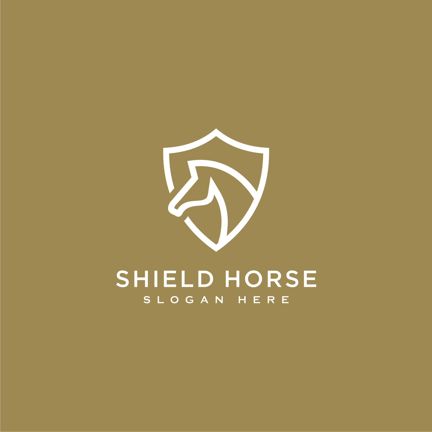 2 Head Horse And Shield Logo Vector Outline Example.