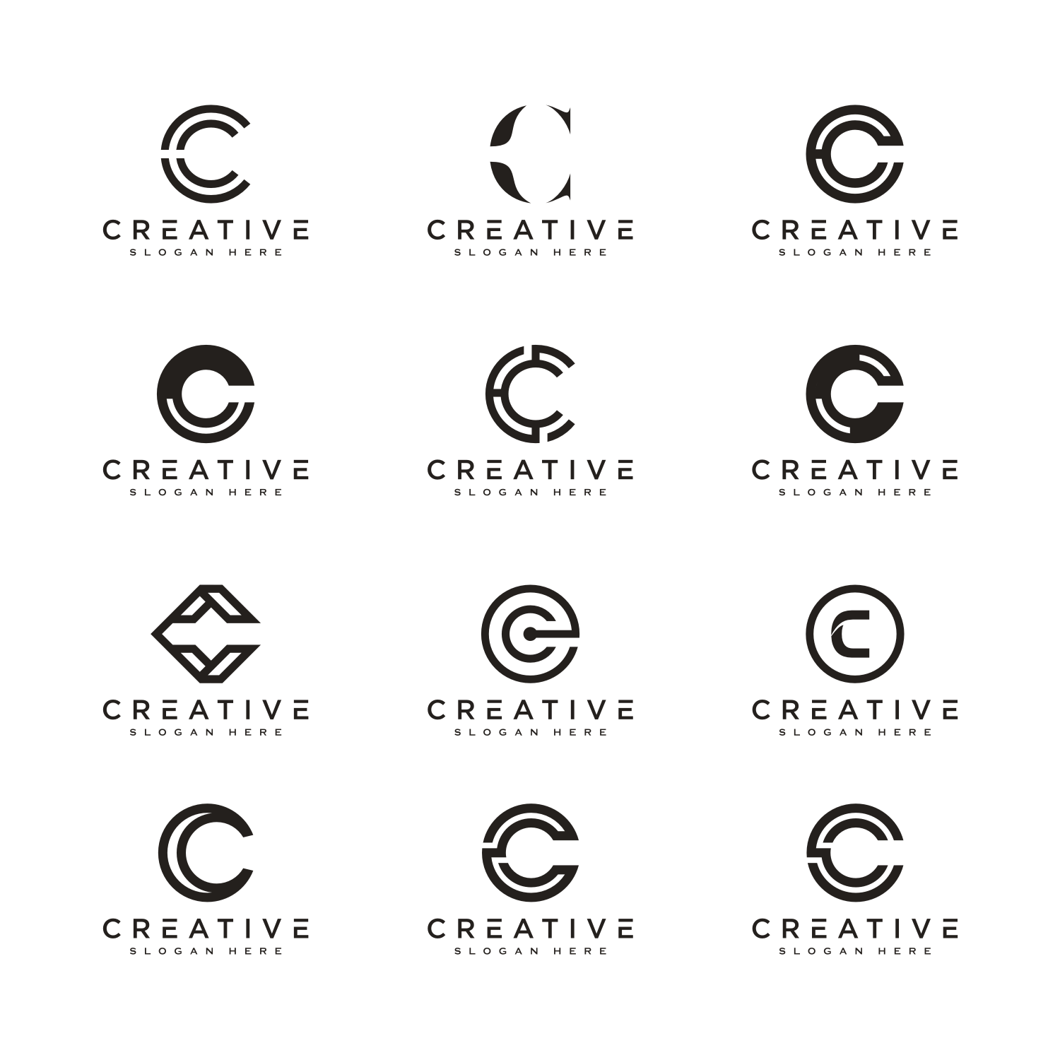 set of initial letter C logo design vector, 25 letter C - MasterBundles