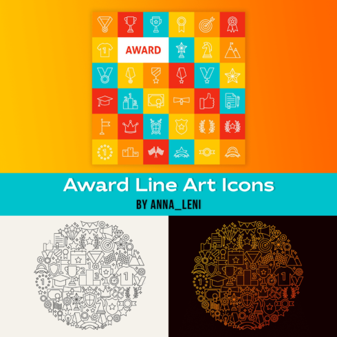 Award Line Art Icons.