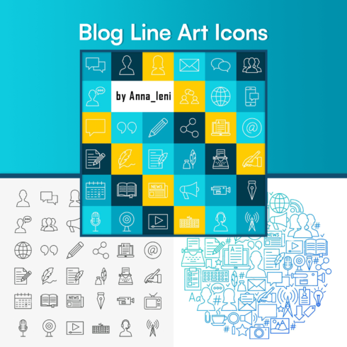 Blog Line Art Icons.
