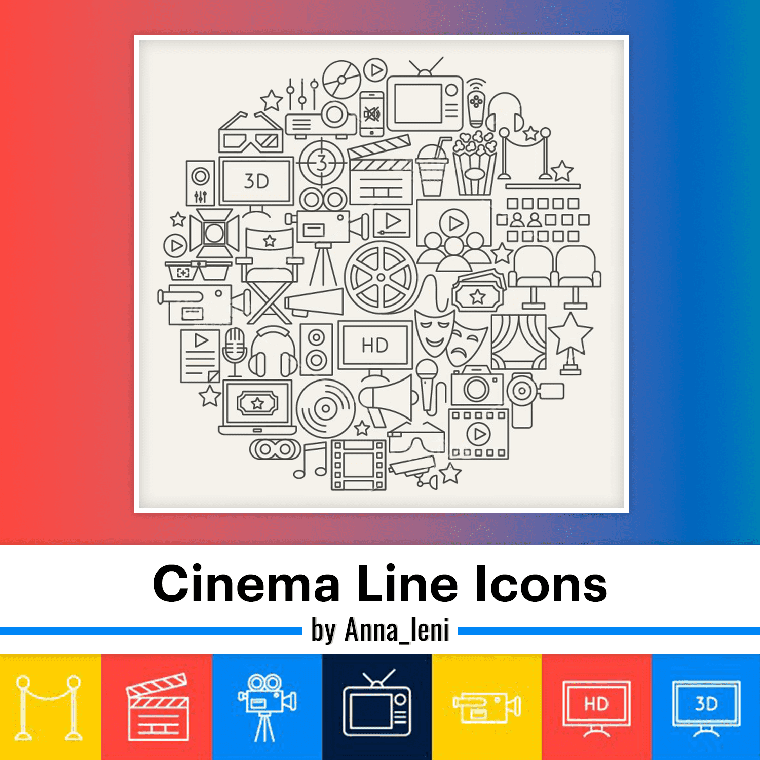 Cinema Line Icons.