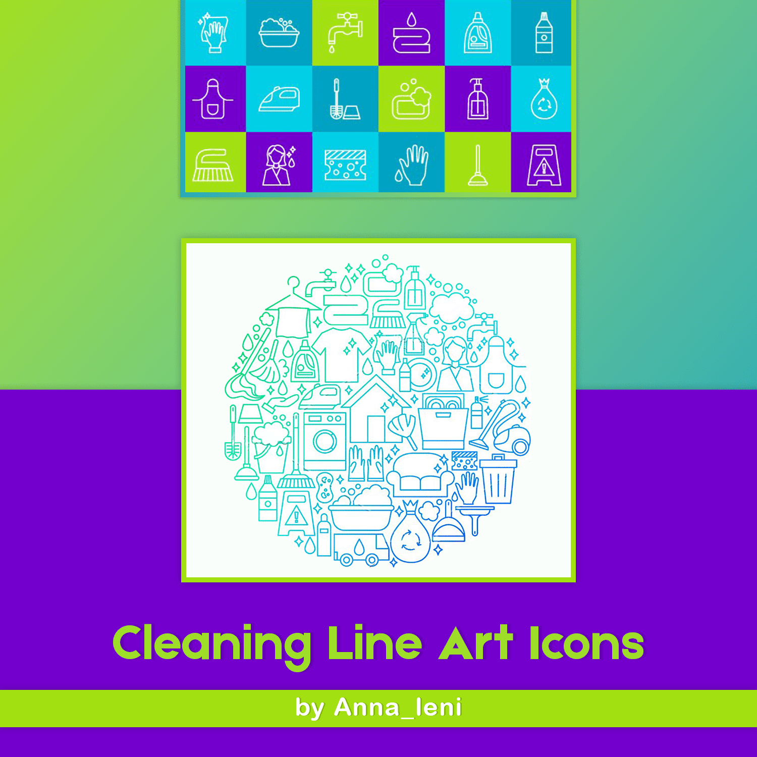 Cleaning Line Art Icons cover.