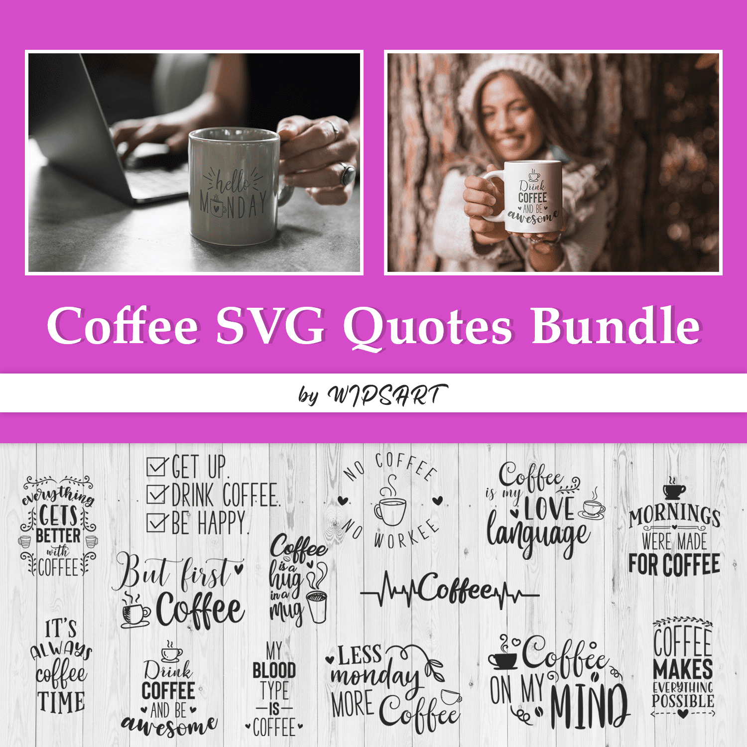 Coffee SVG Quotes Bundle cover.