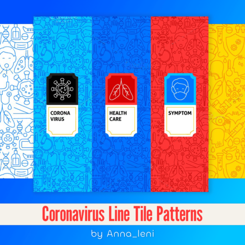 Coronavirus Line Tile Patterns.