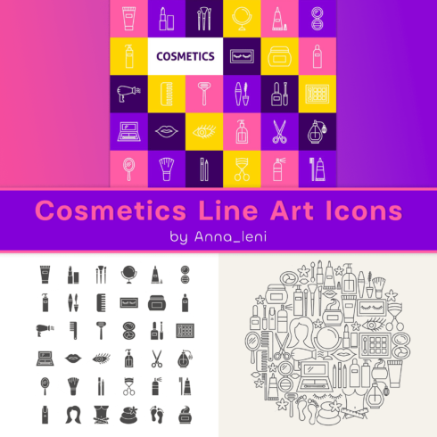 Cosmetics Line Art Icons.
