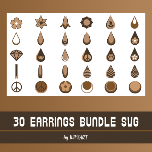 SALE! 30 Earrings Bundle SVG, Earring svg, Pendant svg.