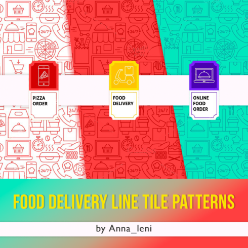 Food Delivery Line Tile Patterns.