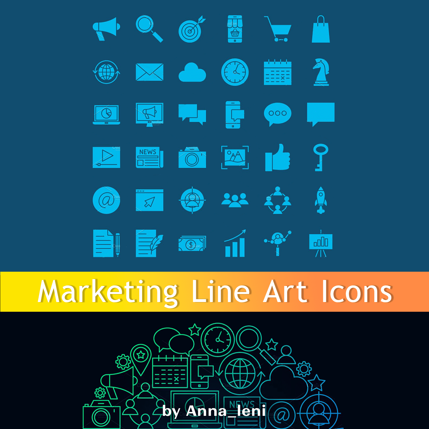 Marketing Line Art Icons cover.