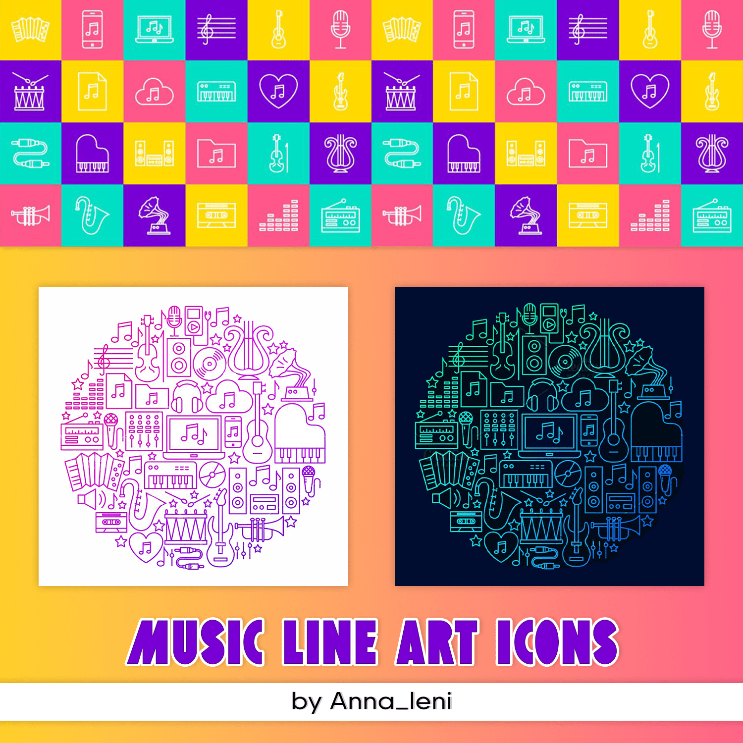 Music Line Art Icons cover.