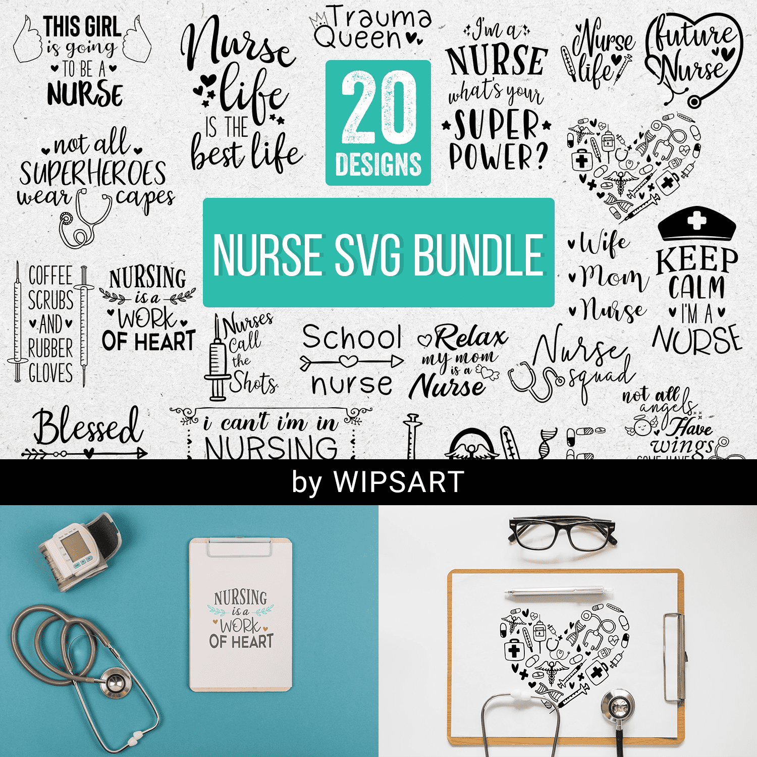 Nurse SVG Bundle cover.