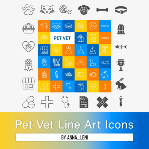 Pet Vet Line Art Icons.
