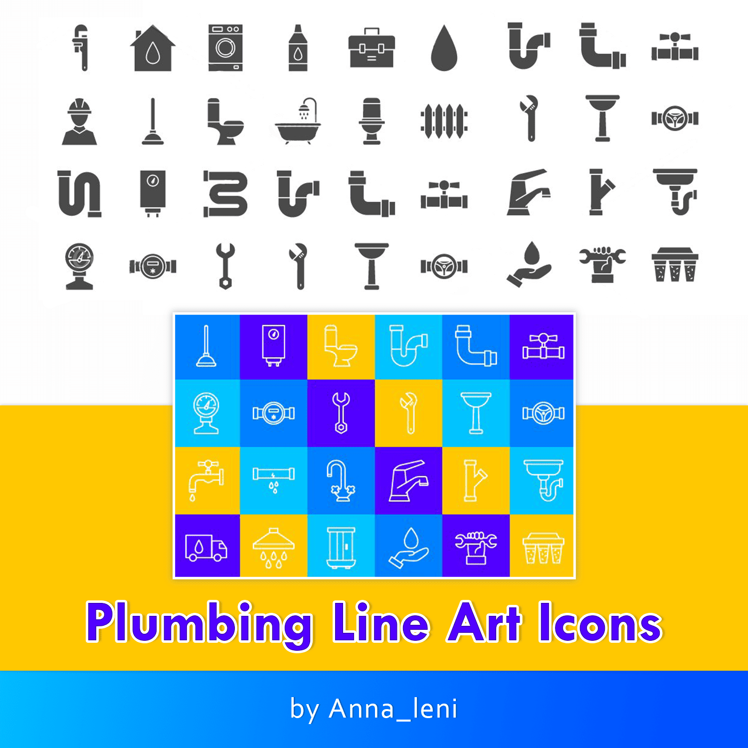 Plumbing Line Art Icons cover.