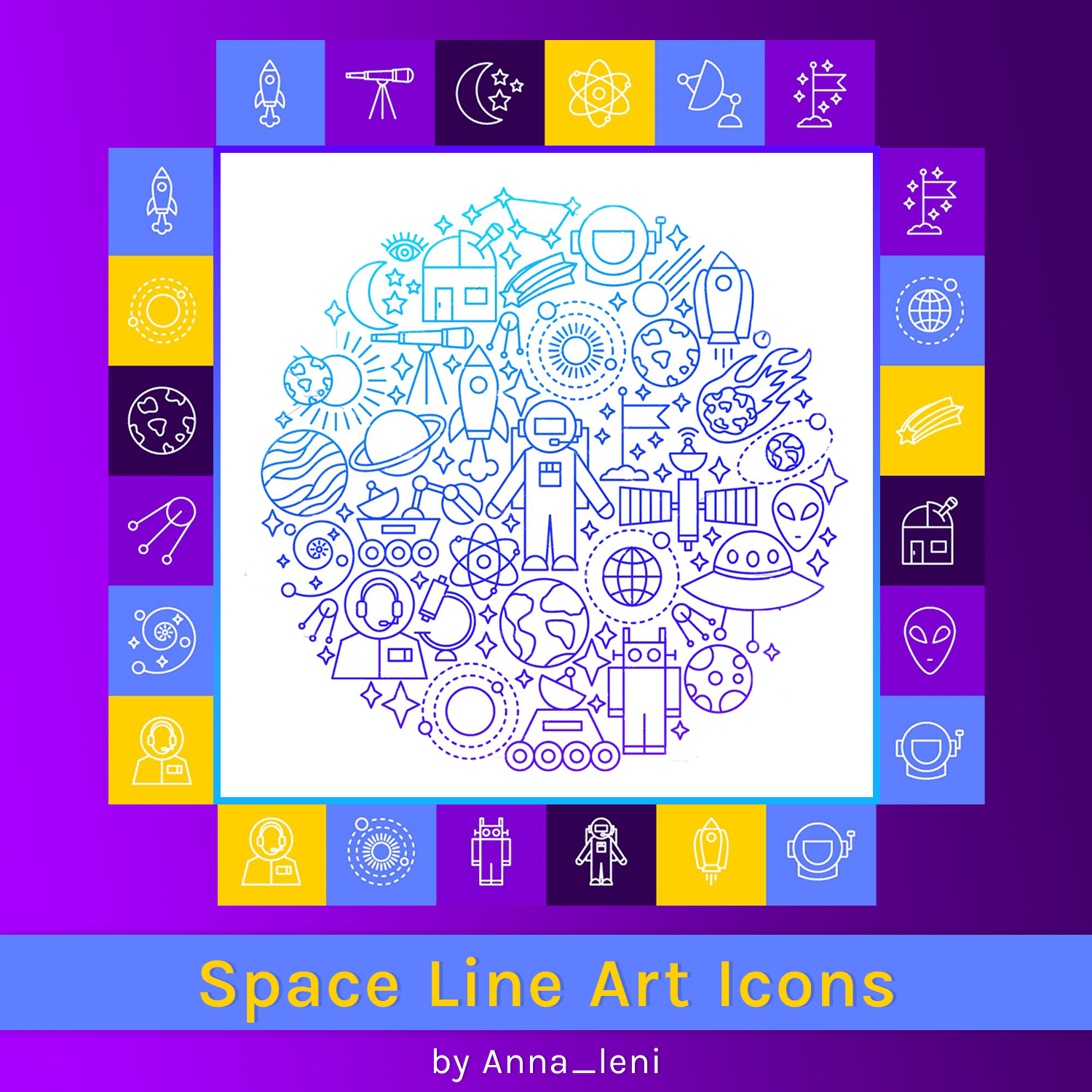 Space Line Art Icons.