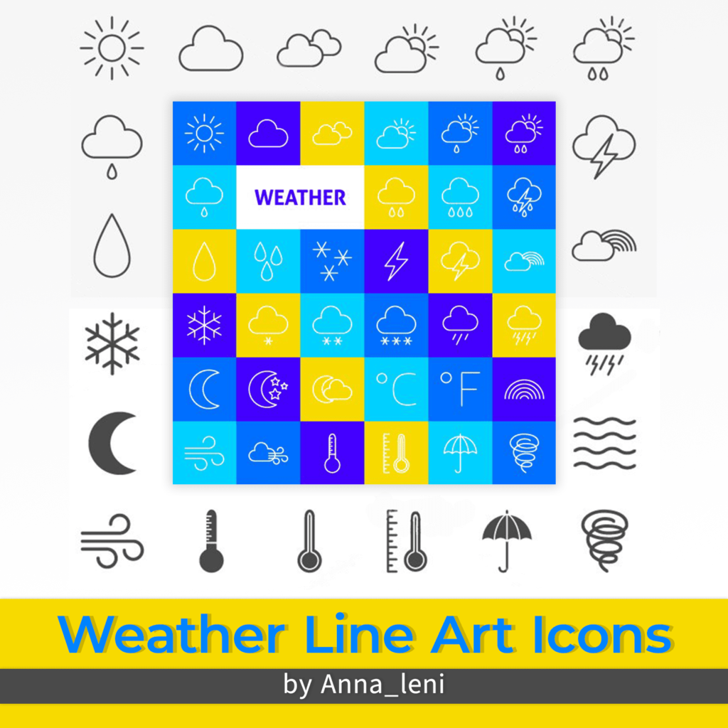Weather Line Art Icons – MasterBundles