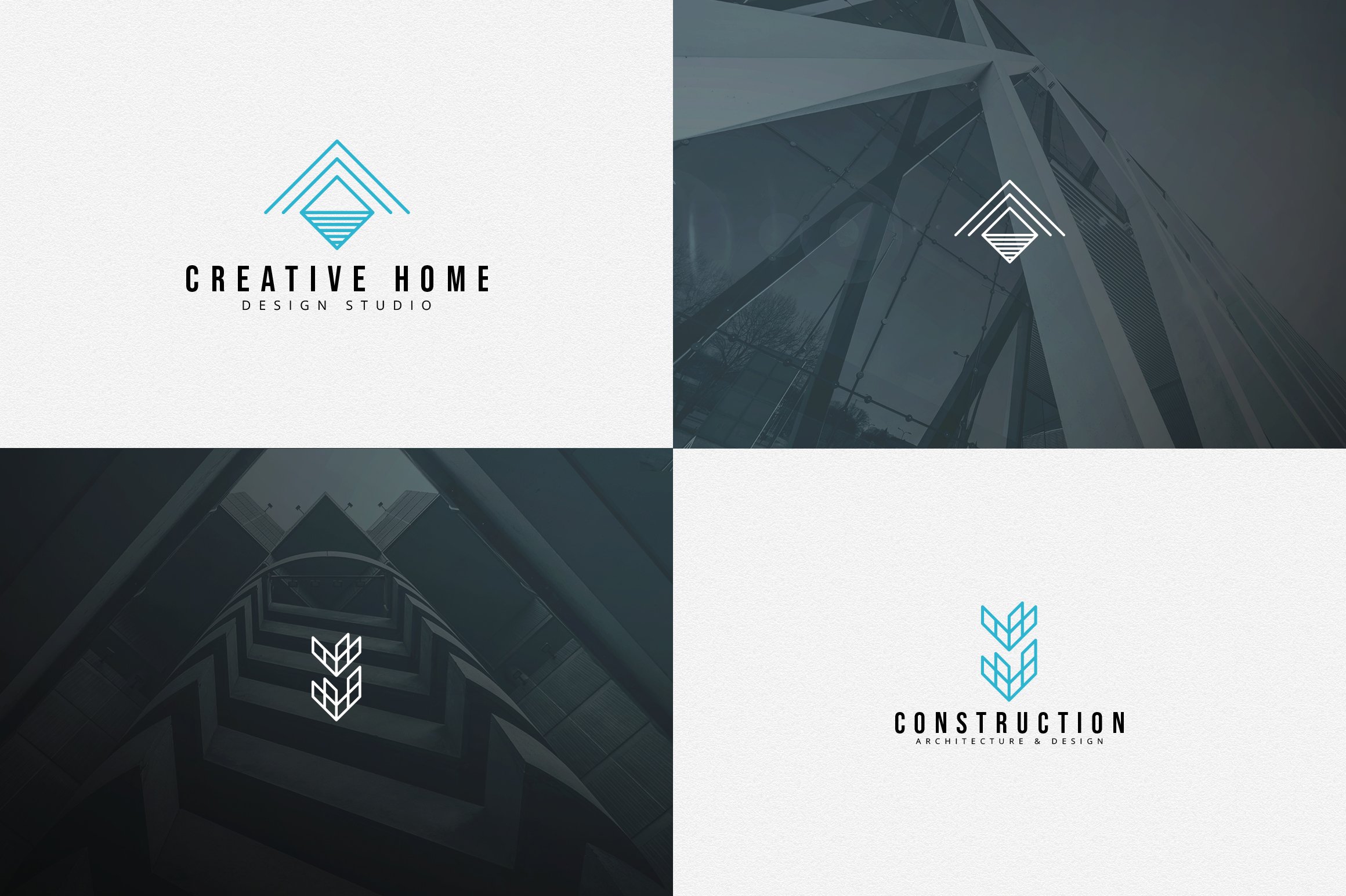 Triangle blue logos for architecture brands.