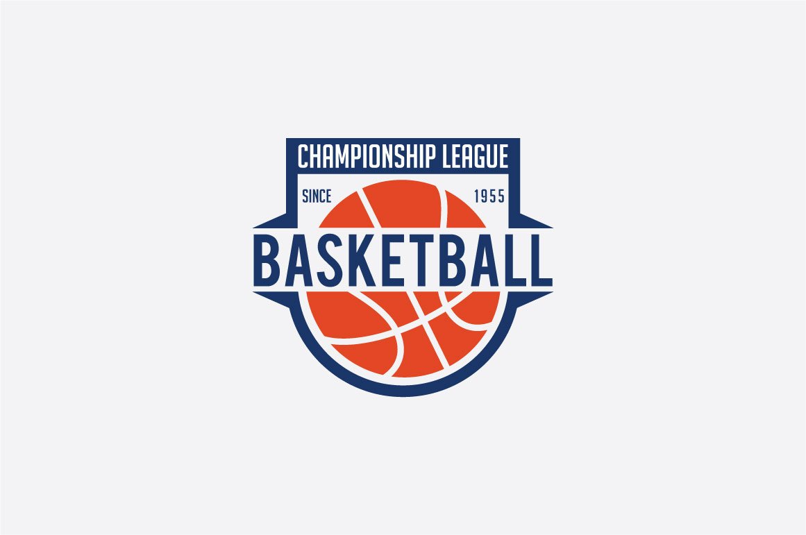 Orange and blue basketball logo.