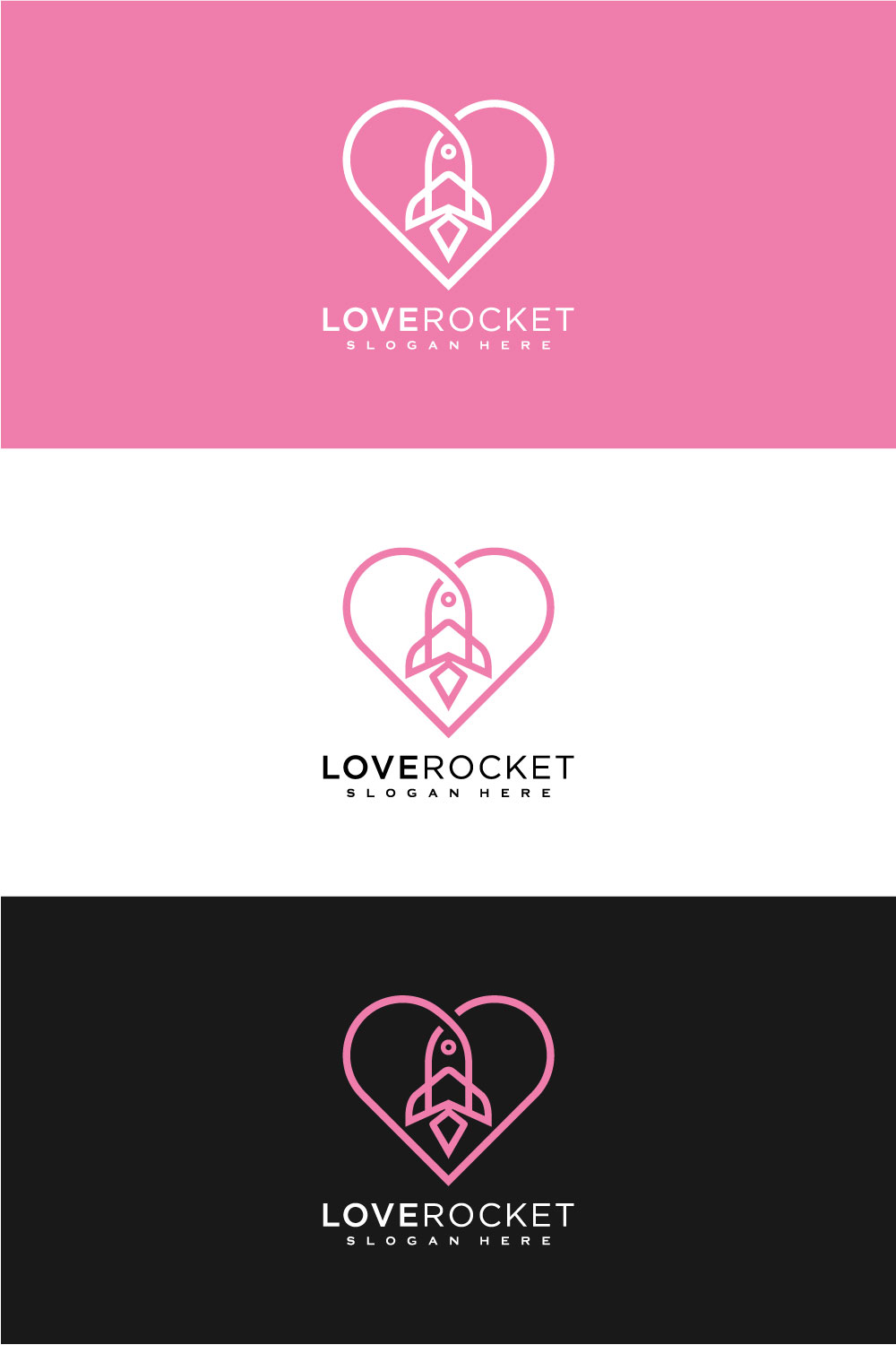 Love Rocket Logo Vector Design Line Style pinterst.