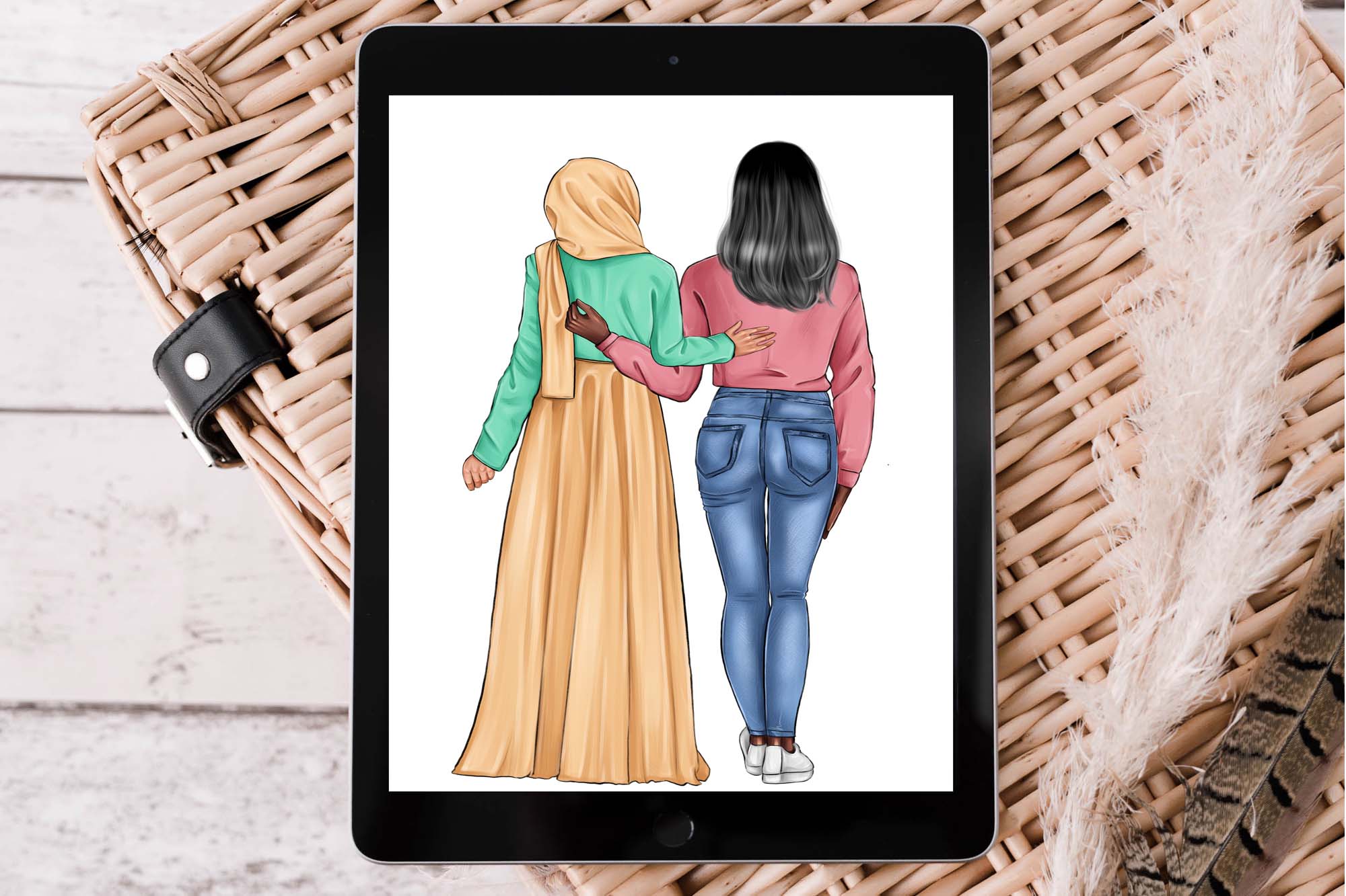 Best Friends Clipart Girl In Burqa Tablet Wallpaper Example.
