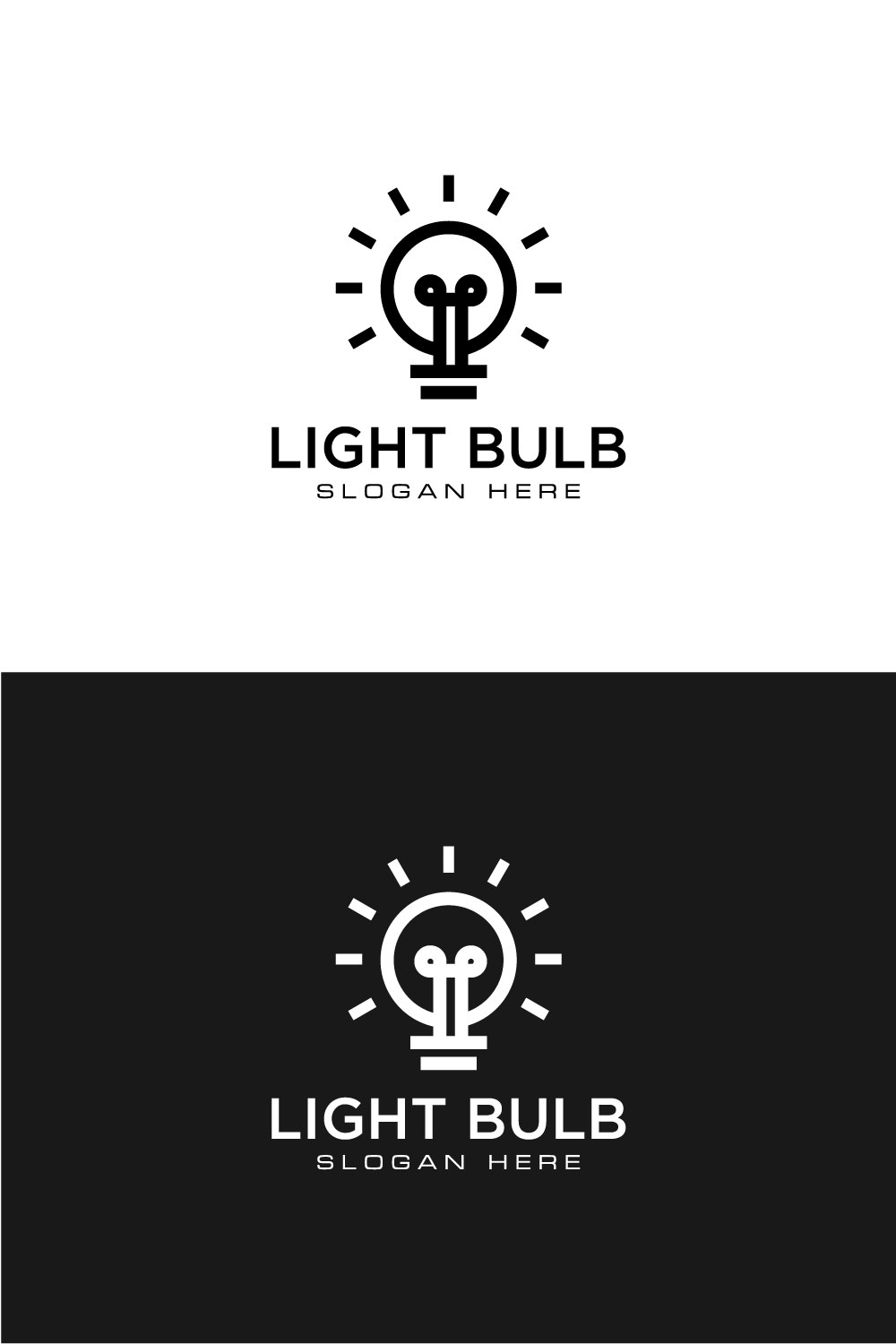 Light Bulb Beautiful Logo Design Vector Pinterest Image.