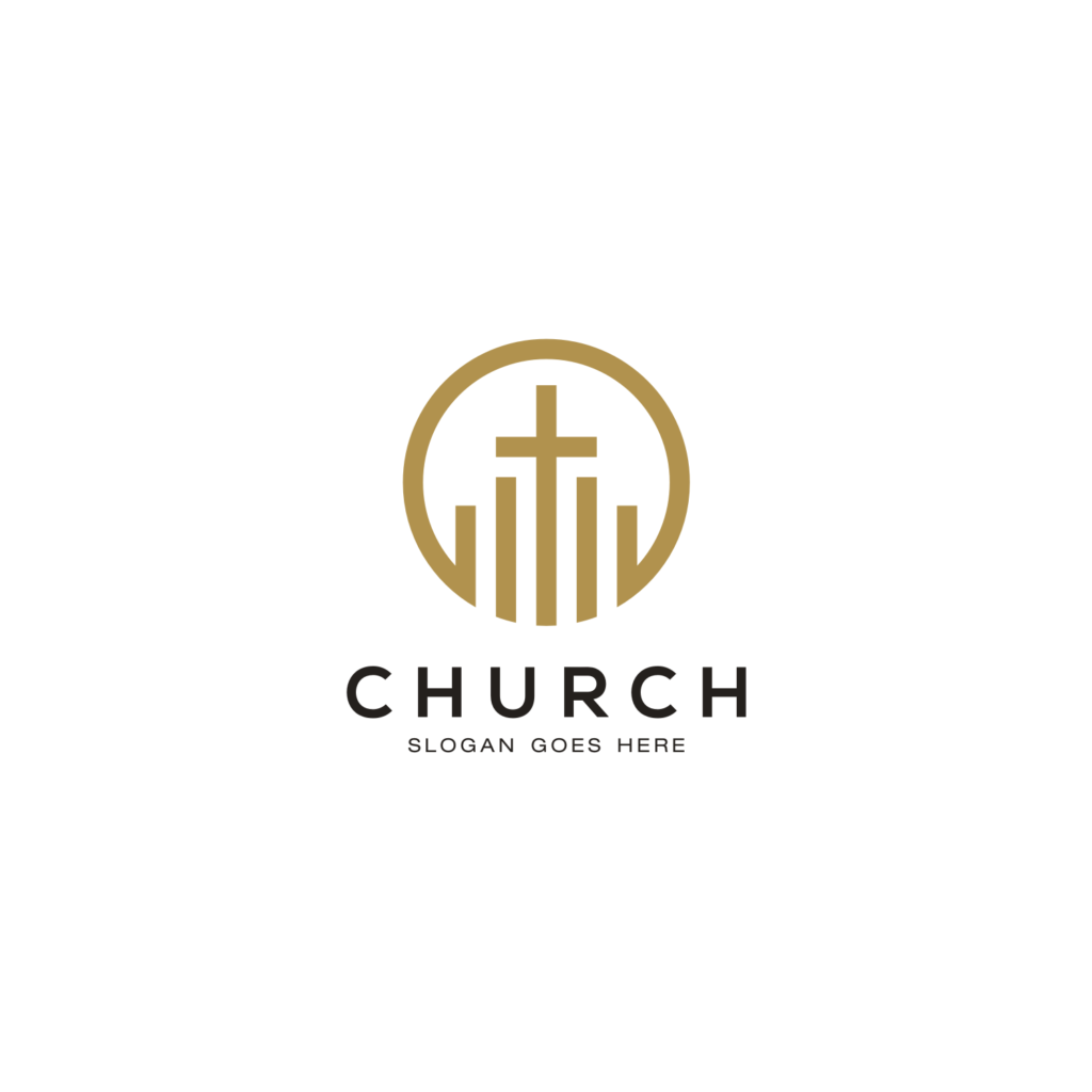 Line art church christian logo design Premium Vector - MasterBundles