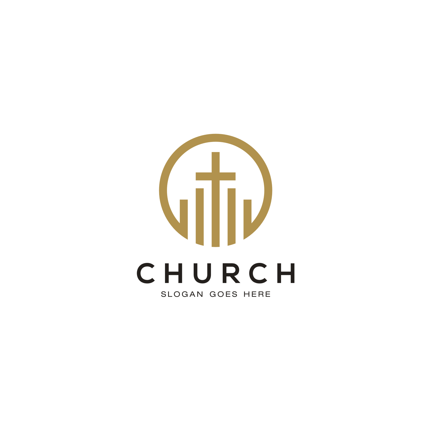 Line Art Church Christian Logo Design Premium Vector Cover Image.