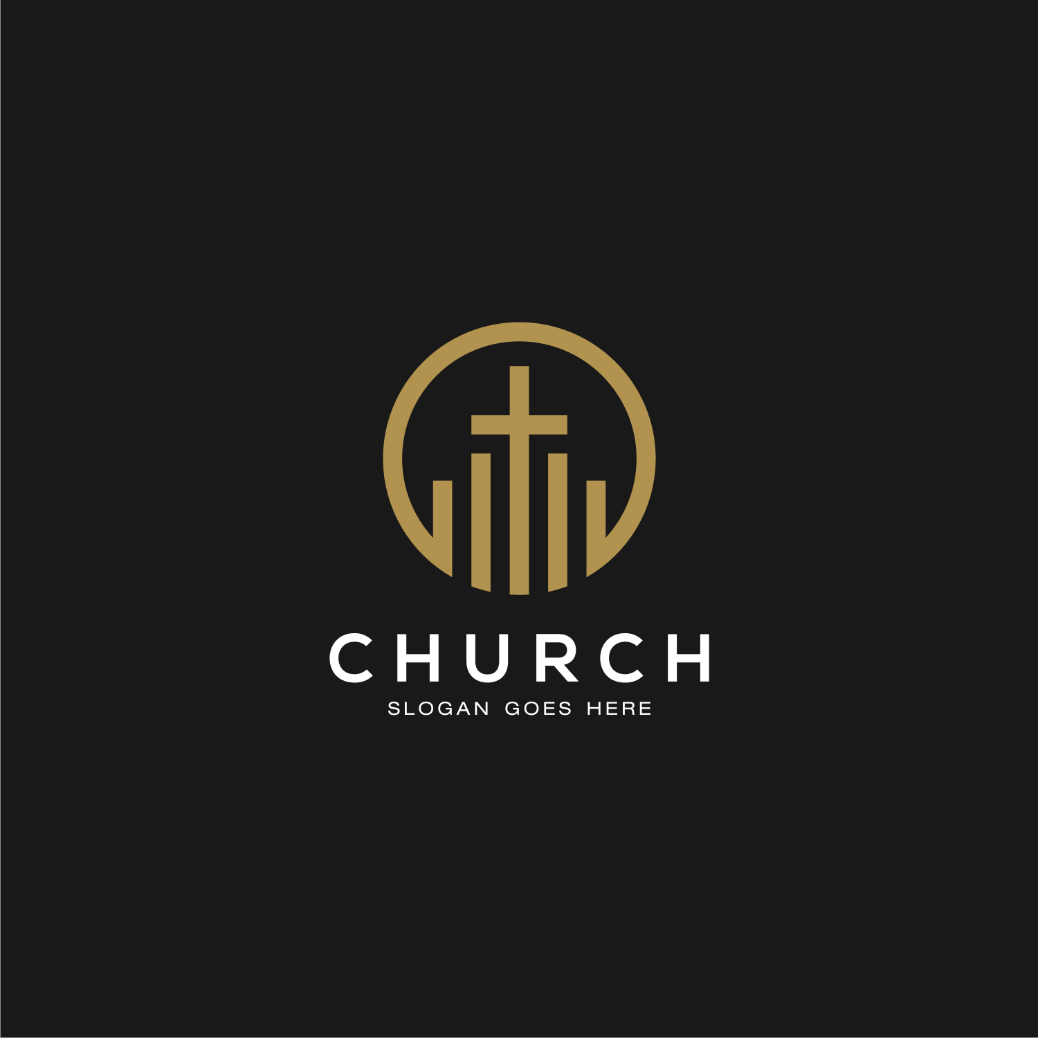 Line Art Church Christian Logo Design Premium Vector.