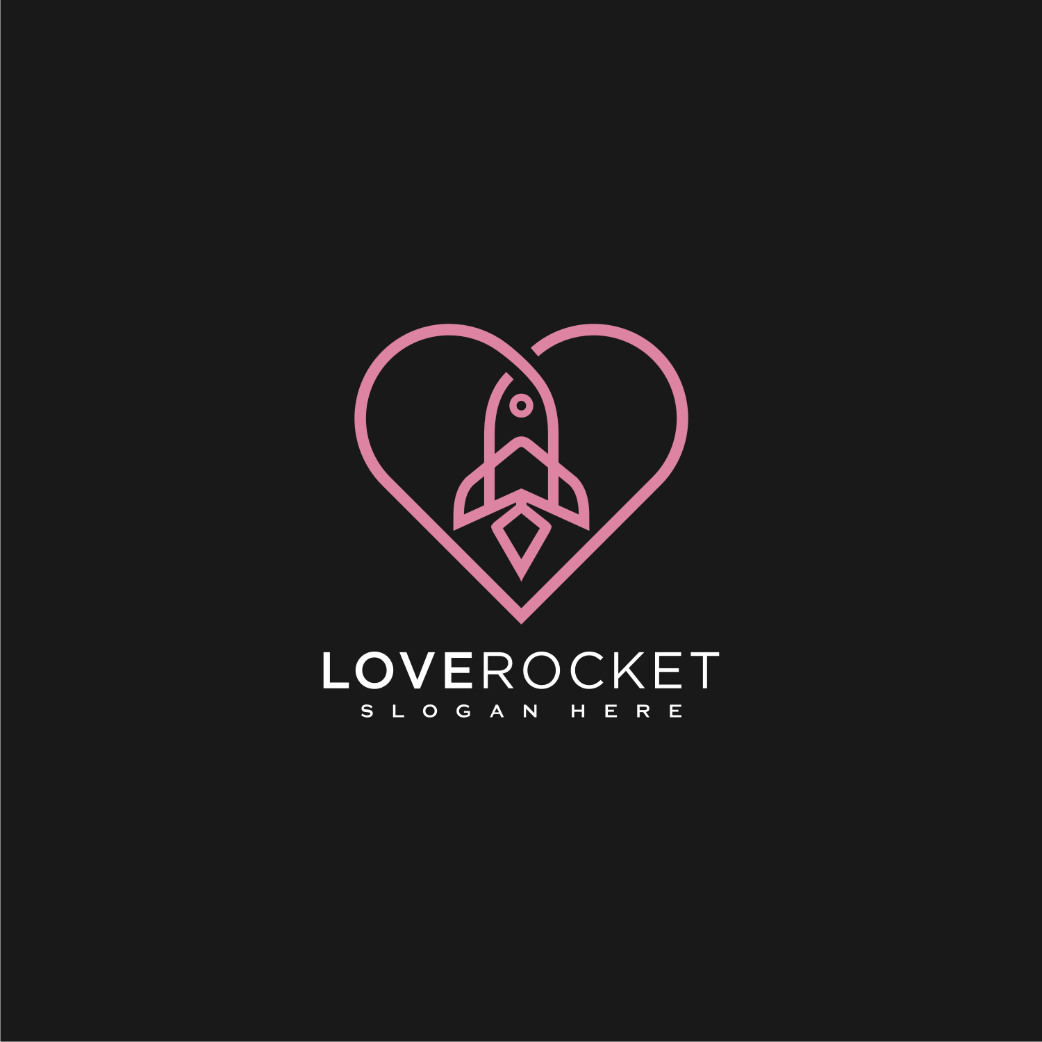 Love Rocket Logo Vector Design Line Style