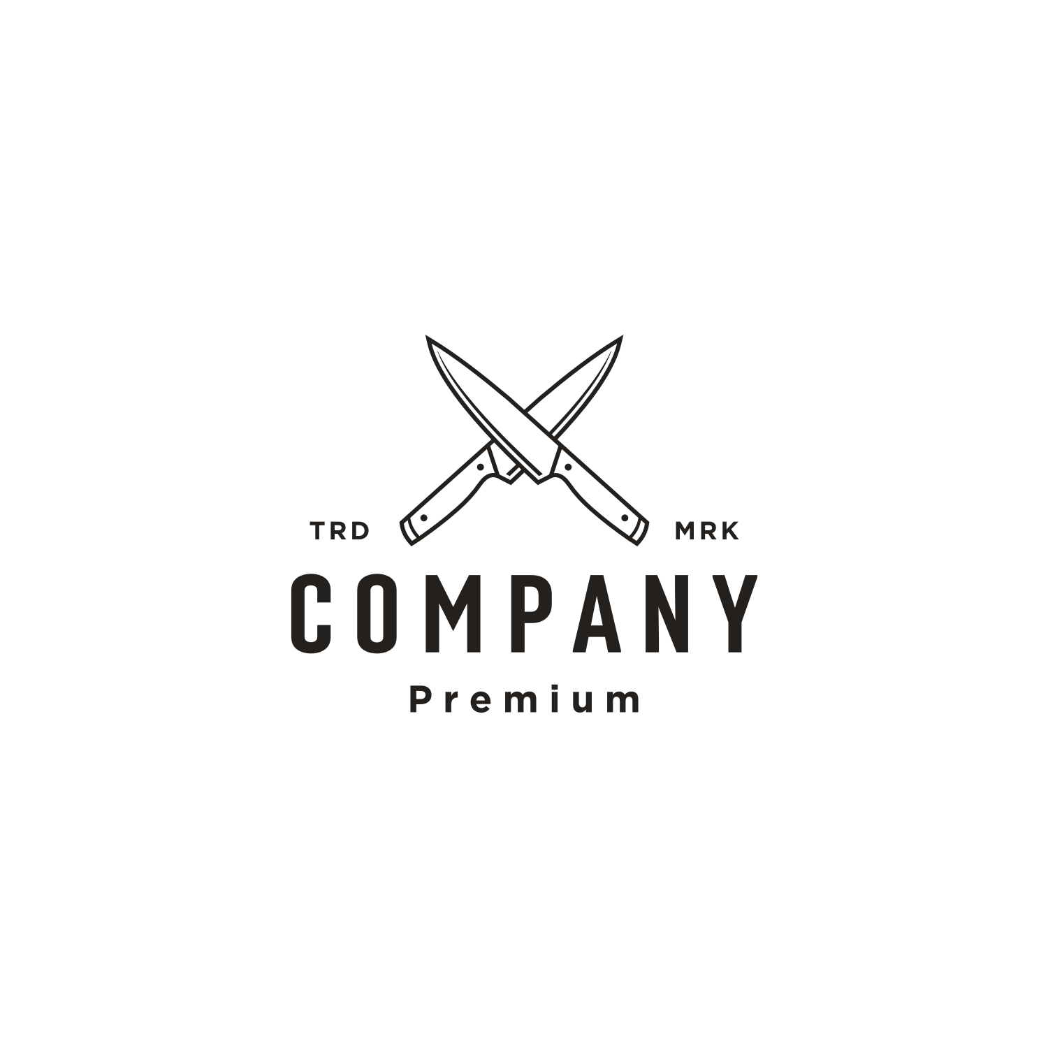 Butcher Knife Logo Design Vector White Style Outline.